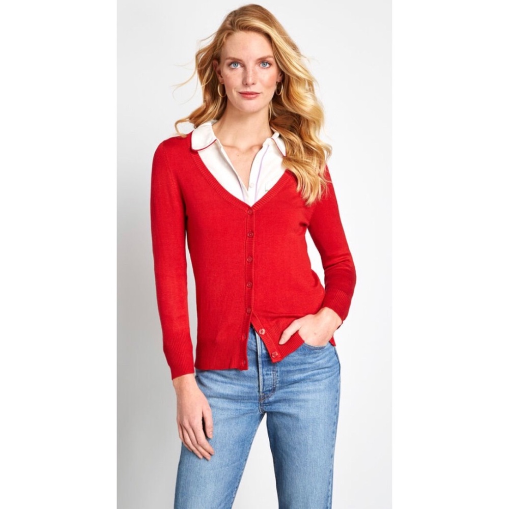 NWT ModCloth Charter School Cardigan in Red